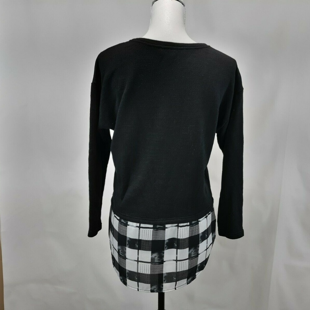 Black Rain Black/White V Round Blouse Peplum XL - Picture 3 of 4